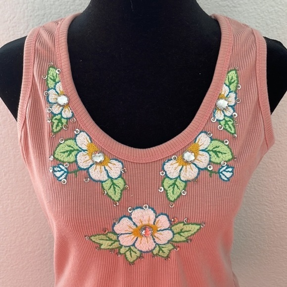 Y2K Vintage Sequins Ribbed Tank 0073 - Picture 3 of 11